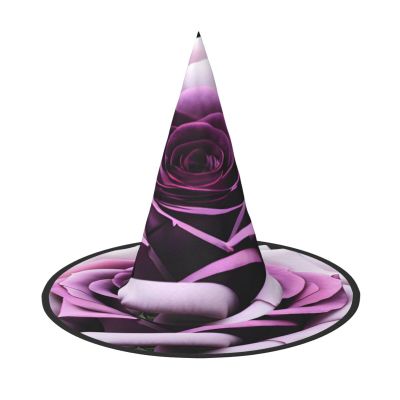 BGSHJVF Black Blackgound Rose Print Halloween Witch Hat Cosplay Caps Halloween Decoration Costume Accessories For Party