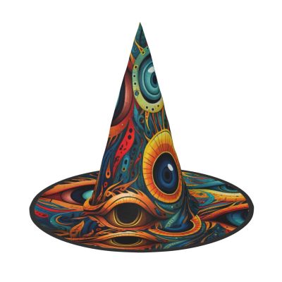 BGSHJVF Eyes Print Halloween Witch Hat Cosplay Caps Halloween Decoration Costume Accessories For Party