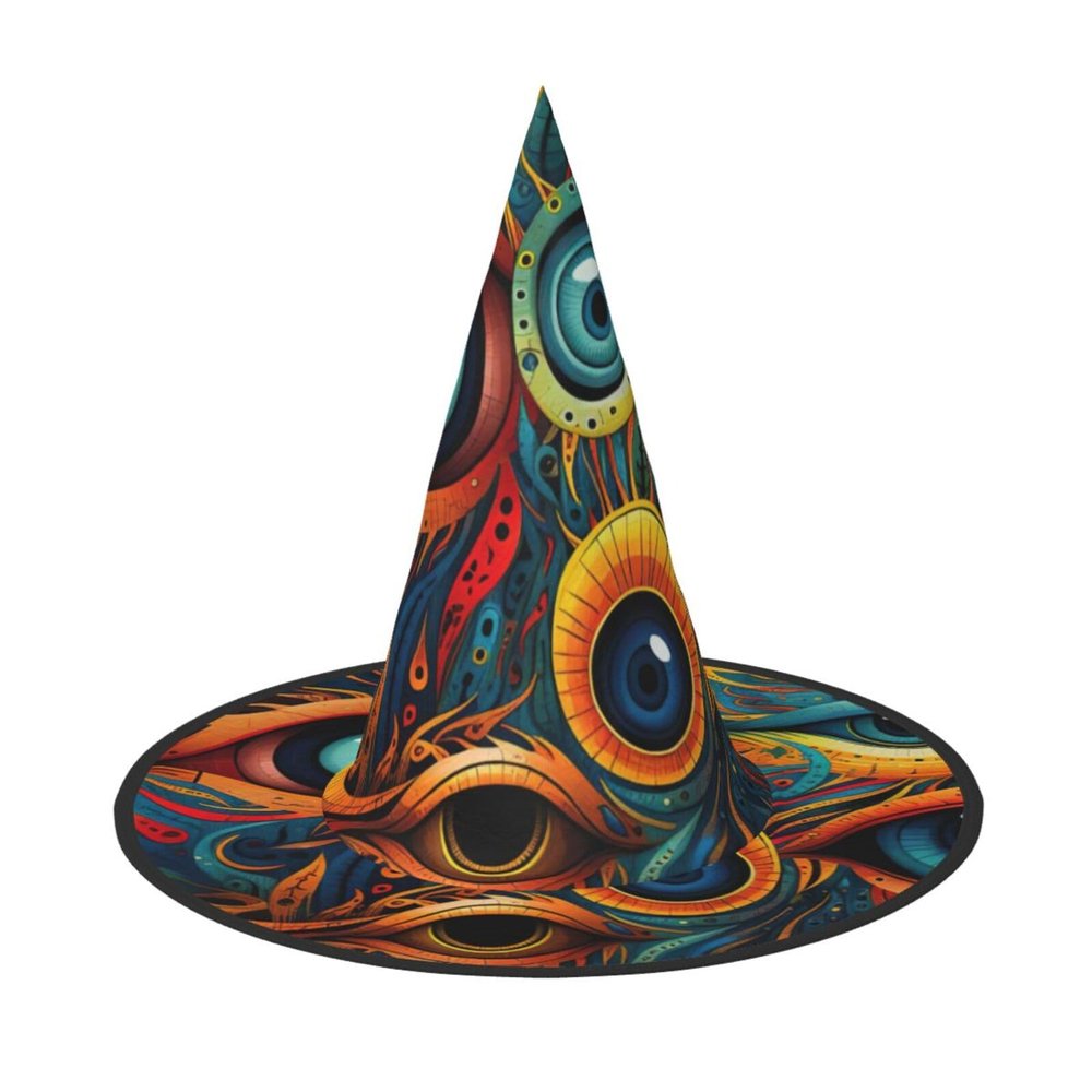 BGSHJVF Eyes Print Halloween Witch Hat Cosplay Caps Halloween Decoration Costume Accessories For Party