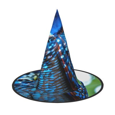 BGSHJVF Blue Owl Print Halloween Witch Hat Cosplay Caps Halloween Decoration Costume Accessories For Party