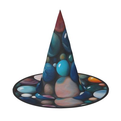 BGSHJVF Colored Marble Print Halloween Witch Hat Cosplay Caps Halloween Decoration Costume Accessories For Party