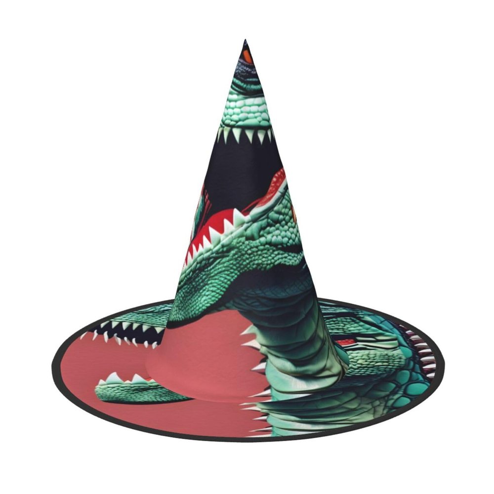 BGSHJVF Cute Dinosa Print Halloween Witch Hat Cosplay Caps Halloween Decoration Costume Accessories For Party