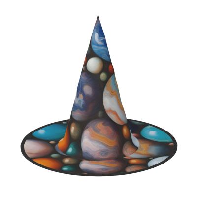 BGSHJVF Colored Marble Print Halloween Witch Hat Cosplay Caps Halloween Decoration Costume Accessories For Party
