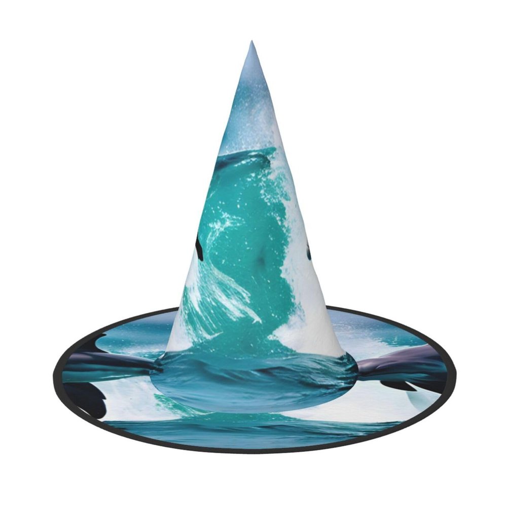 BGSHJVF Dolphins In The Sea Print Halloween Witch Hat Cosplay Caps Halloween Decoration Costume Accessories For Party