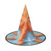 BGSHJVF Blue Background Starfish Print Halloween Witch Hat Cosplay Caps Halloween Decoration Costume Accessories For Party view 1