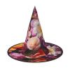 BGSHJVF Beautiful Flowers Print Halloween Witch Hat Cosplay Caps Halloween Decoration Costume Accessories For Party view 1