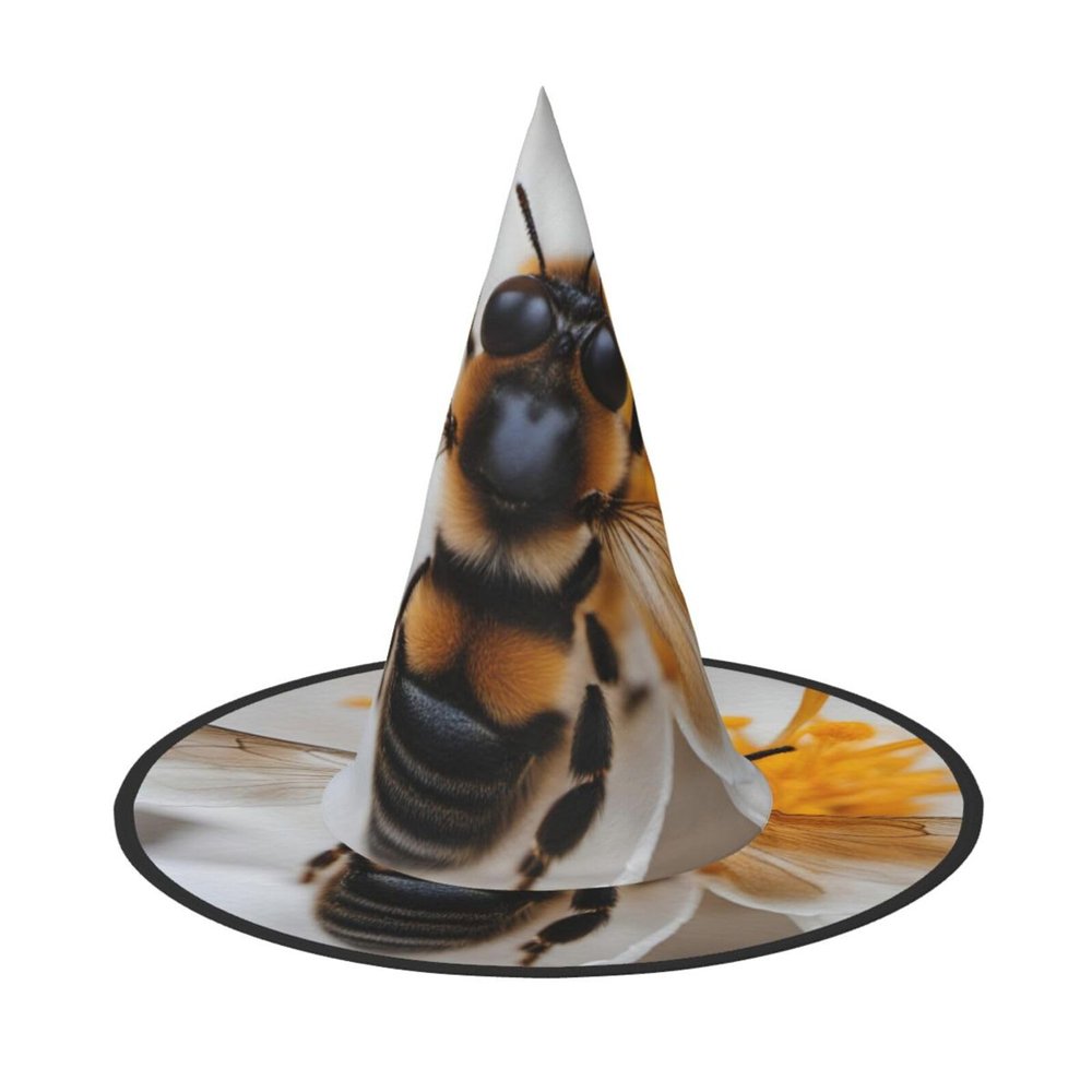 BGSHJVF Bee On Honeycomb Print Halloween Witch Hat Cosplay Caps Halloween Decoration Costume Accessories For Party