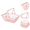 PHENOFICE Mini Wired Shoing Basket Pink Mini Shopping Basket for Decor Photography Prop Home view 3