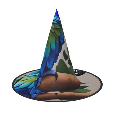 BGSHJVF Blue Parrot Hugging Print Halloween Witch Hat Cosplay Caps Halloween Decoration Costume Accessories For Party