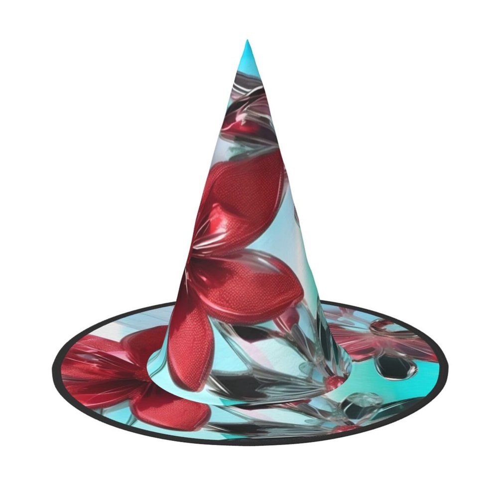 BGSHJVF Flower Stained Glass Print Halloween Witch Hat Cosplay Caps Halloween Decoration Costume Accessories For Party