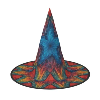 BGSHJVF Colorful Star Print Halloween Witch Hat Cosplay Caps Halloween Decoration Costume Accessories For Party