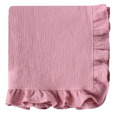 100% Cotton Baby Blanket | Crinkle Gauze Ruffle Baby Blanket | 45 x 45 Inches | Soft, Breathable, Newborn Wrap Plain Color Swaddle