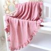 100% Cotton Baby Blanket | Crinkle Gauze Ruffle Baby Blanket | 45 x 45 Inches | Soft, Breathable, Newborn Wrap Plain Color Swaddle view 2