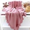 100% Cotton Baby Blanket | Crinkle Gauze Ruffle Baby Blanket | 45 x 45 Inches | Soft, Breathable, Newborn Wrap Plain Color Swaddle view 3