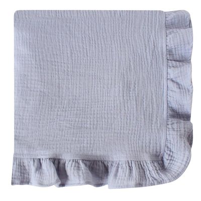 100% Cotton Baby Blanket | Crinkle Gauze Ruffle Baby Blanket | 45 x 45 Inches | Soft, Breathable, Newborn Wrap Plain Color Swaddle