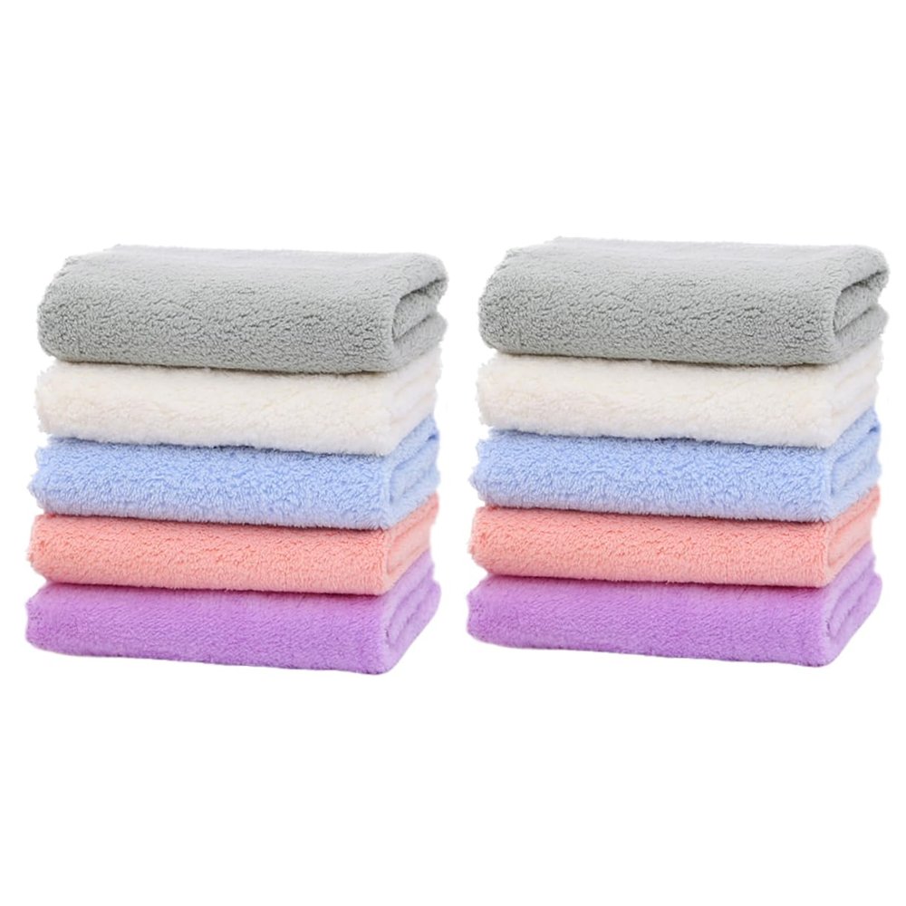FAVOMOTO 10pcs Washcloths Boy Girl Bath Towels for Boy Girl Square Towels Fade Resistant Quick Dry Gentle Skin