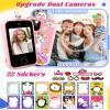 Smart Phone for Kids With Soft Silicone Cover, 32GB SD Card - 2.8" Touchscreen Cell Phone With Dual Camera, Puzzle Games, MP3 for 3-8 Year Old Girls Gifts Pink view 3