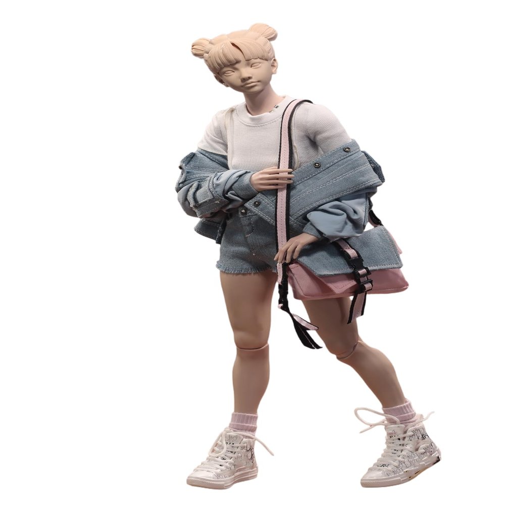 1/6 Scale Female Clothes,Female Denim Jacket Coat Shorts and Short Sleeves Clothing Set for 12inch PH TBL JO Action Figure Body