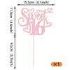 1 Pack Sweet 16 Cake Topper Glitter Teenager 16th Birthday Cake Pick for Boys Girls Cheers to 16 Years Old 16th Birthday Party Cake Decorations Supplies Light Pink view 2