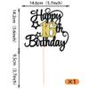 1 Pack Happy 16th Birthday Cake Topper 16 Fabulous Cheers to 16 Years Sixteen Birthday Cake Pick with Glitter Star for 16th Birthday Anniversary Party Cake Decoration Supplies Black Gold view 2