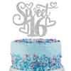 1 Pack Sweet 16 Teenager Cake Topper Glitter 16th Birthday Cake Pick for Boys Girls Cheers to 16 Years Old 16th Birthday Party Cake Decorations Supplies Silver view 1