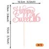 1 Pack Happy Sweet 16 Cake Topper Glitter 16th Birthday Cake Pick Cheers to 16 Years Old Cake Decorations for 16th Birthday Anniversary Party Supplies Light Pink view 2
