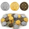 Byhoo 100 Pcs Metal Pirate Token Coins Set, Realistic Treasure Spanish Coins for Pirate Treasure Chest Treasure Hunt Cosplay Toy Board Game view 1