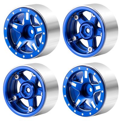MOHERO 4Pcs 1.3 RC Beadlock Wheels for 1/18 TRX4M Redcat Ascent 1/24 SCX24 RC Crawler Car(Blue)