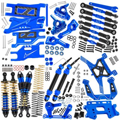 hopsupRC Shocks Absorber Damper&Drive Shaft Axles CVD Driveshafts&Suspension A Arms&Steering Block&Caster Blocks&Shock Tower&Links Toe Link&Bulkhead Upgrades Parts for 1/10 Slash 2WD (VXL).Navy Blue