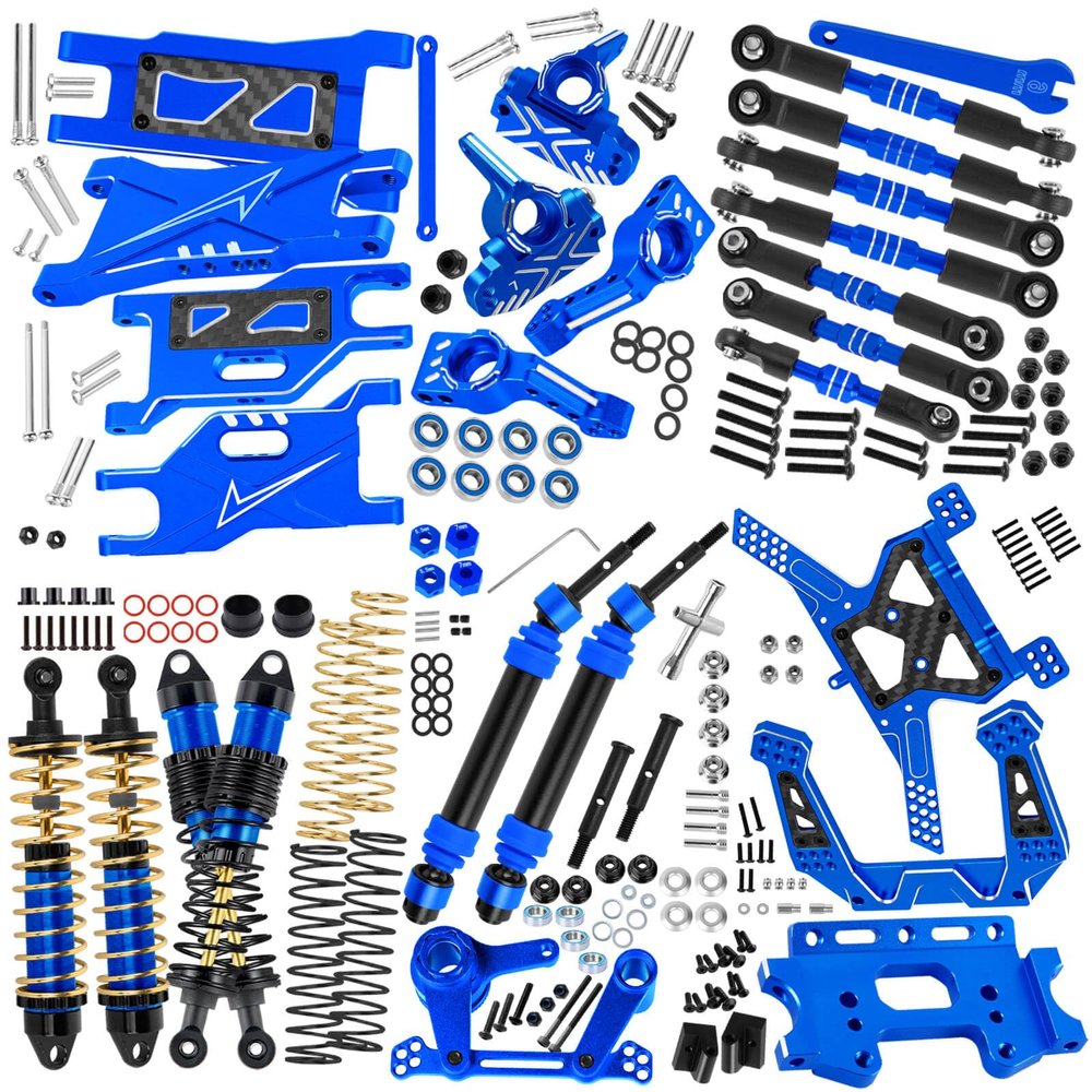 hopsupRC Shocks Absorber Damper&Drive Shaft Axles CVD Driveshafts&Suspension A Arms&Steering Block&Caster Blocks&Shock Tower&Links Toe Link&Bulkhead Upgrades Parts for 1/10 Slash 2WD (VXL).Navy Blue