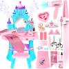 EULRGAUS Toddler Vanity Table and Chair Set with Mirror, Light and Music, Little Girl Vanity with Hair Salon Toys for Ages 2-4 Girls, Toddler Toys Gifts for 3 Year Old Girl view 1