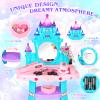 EULRGAUS Toddler Vanity Table and Chair Set with Mirror, Light and Music, Little Girl Vanity with Hair Salon Toys for Ages 2-4 Girls, Toddler Toys Gifts for 3 Year Old Girl view 4