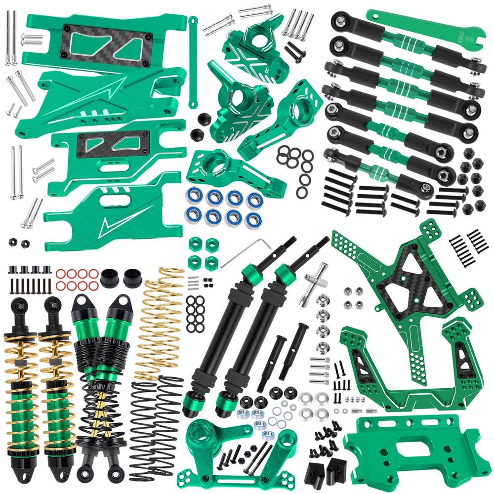 hopsupRC Shocks Absorber Damper&Drive Shaft Axles CVD Driveshafts&Suspension A Arms&Steering Block&Hubs Caster Blocks&Shock Tower&Links Toe Link&Bulkhead Upgrades Parts for 1/10 Slash 2WD (VXL).Green