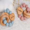 Personalised Rattle Sensory Toy, Personalised Baby Engrave Gift, Heart Sensory Baby Toy Wooden Ring, Personalised Rattle Wooden Toy view 2