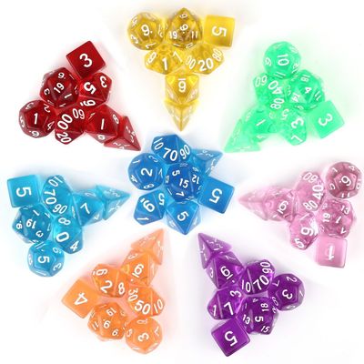 8pcs Ucubwfu Clear Acrylic Multi-Sided Dice Set, Roleplaying Tabletop Dice Set, Rounded RPG Dice