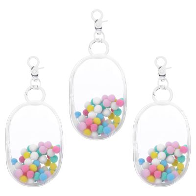 3 Pcs Clear Figure Display Bag with Keychain,Clear Keychain Pouch Blind Box Organizer,Hanging Small Doll Storage Bag,Collectibles Display Case for Mystery Boxes (White-Oval)