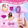 Hair Salon Toys for Girls, 40Pcs Girl Beauty Salon Playset Pretend Hair Styling Set with Hairdryer, Curling Iron, Mirror, Barber Apron and Styling Accessories for Toddler Makeup Party Christmas view 3