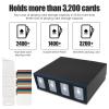 4-Row Card Storage Box for Trading Cards with Card Supports, 3000+ Capacity Trading Card Storage, Trading Card Storage with Viewing Windows Magnetic Closure Game Cards Box (Black Blue) view 2