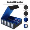 4-Row Card Storage Box for Trading Cards with Card Supports, 3000+ Capacity Trading Card Storage, Trading Card Storage with Viewing Windows Magnetic Closure Game Cards Box (Black Blue) view 3