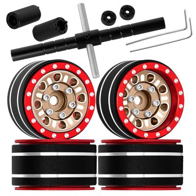 hopsupRC Aluminum 1.0 in Beadlock Wheel Rim for 1/18 TRX4M 1/24 SCX24 FCX24 RC Crawler Car,1.0 Wheel Tires Wheel Hub Rim Beadlock Wheel Rims Heavy Duty,Brown