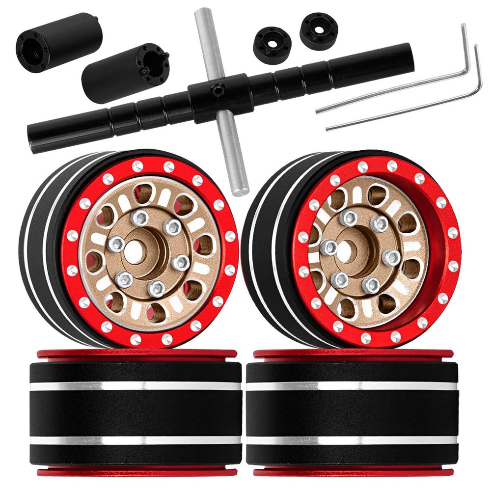 hopsupRC Aluminum 1.0 in Beadlock Wheel Rim for 1/18 TRX4M 1/24 SCX24 FCX24 RC Crawler Car,1.0 Wheel Tires Wheel Hub Rim Beadlock Wheel Rims Heavy Duty,Brown