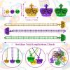 12 Pcs 33" Mardi Gras Beads Necklace Bulk - Green Purple Gold Plastic Crown Shape Bead Necklaces Bundle for Mardi Gras Throws, Party Costume, St Patrick's Day Decorations view 2