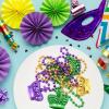12 Pcs 33" Mardi Gras Beads Necklace Bulk - Green Purple Gold Plastic Crown Shape Bead Necklaces Bundle for Mardi Gras Throws, Party Costume, St Patrick's Day Decorations view 3