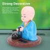 Little Monk Figurine, Solar Monk Figurine Sculpture Doll Toy, Solar Powered Dancing Toys, Monk Nodding Head Swing Toy, Chinese Little Buddha Monk Statue for Home Decorations (Blue) view 4