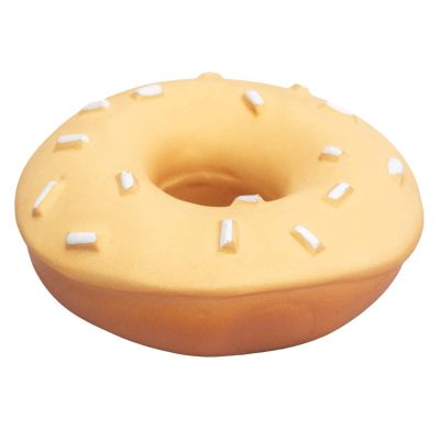 Donut Baby Teether & Rattle  1 inch Organic Natural Rubber Toy | 2-in-1 Infant Teething Relief & Gentle Rattle | Safe Non-Toxic Baby Toy & Pretend Play Food from My First TIKIRI Bakery Collection