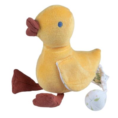 Tara The Duck Musical Plush Toy Organic Baby Lullaby Soother | Soft OCS100 Certified Plush Duck with Pull-Tail Music Box | BPA-Free, Non-Toxic, Eco-Friendly Newborn Comfort Toy (0+ Months)