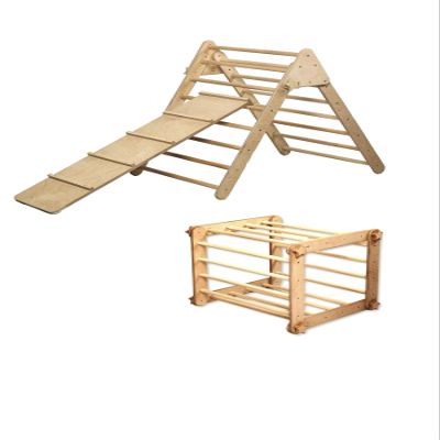 Montessori Climbing Cube and Triangle for Kids | Foldable Climbing Set | Indoor Activity Cube | Climbing Set with Cube and Triangle for Toddler | Foldable Wooden Jungle Gym (CUBE+TRI+RAMP L)
