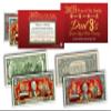 2025 Chinese Lunar New Year - Year of The Snake Gold Hologram Colorized Two & One Dollar Federal Reserve Note Special Edition $2 & $1 Set Collectible RED Lunar Lucky Envelope view 1