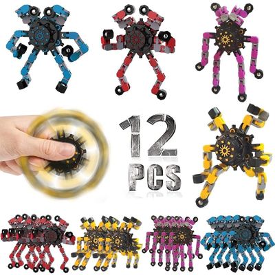 12 Pcs Transformable Fidget Spinners for Kids and Adults Stress Relief Sensory Toys for Boys and Girls Fingertip Gyros for Party Favors Goodie Bag Stuffers for Kids,Classroom Prize Stocking Stuffers