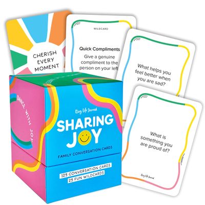 Big Life Journal  Sharing Joy Conversation Cards  150 Prompts to Spark Joy, Gratitude & Meaningful Conversations  Gift for Families, Kids & Parents for Holidays, Road Trips & Family Dinners